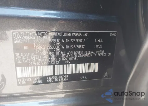 2025 Toyota Rav4 Xle from USA, damaged, VIN 2T3W1RFVXSC333613